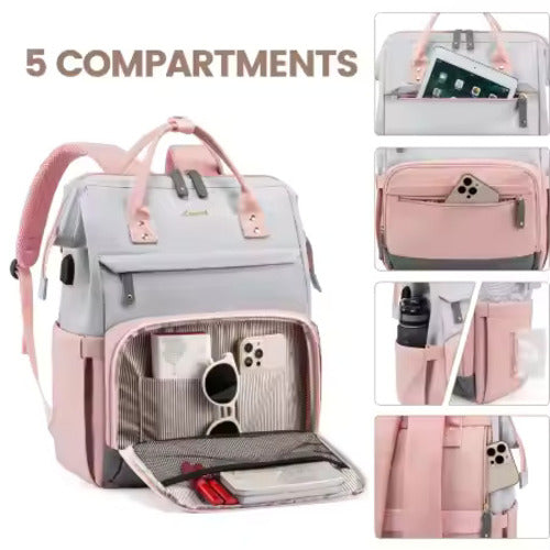 The Commuter' Premium Laptoprugzak – pink grey