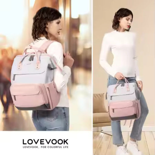 The Commuter' Premium Laptoprugzak – pink grey