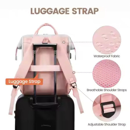The Commuter' Premium Laptoprugzak – pink grey