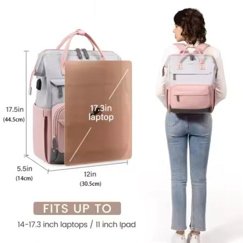 The Commuter' Premium Laptoprugzak – pink grey